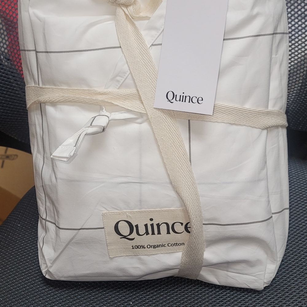 Quince duvet cover and pillow case set windowpane pattern